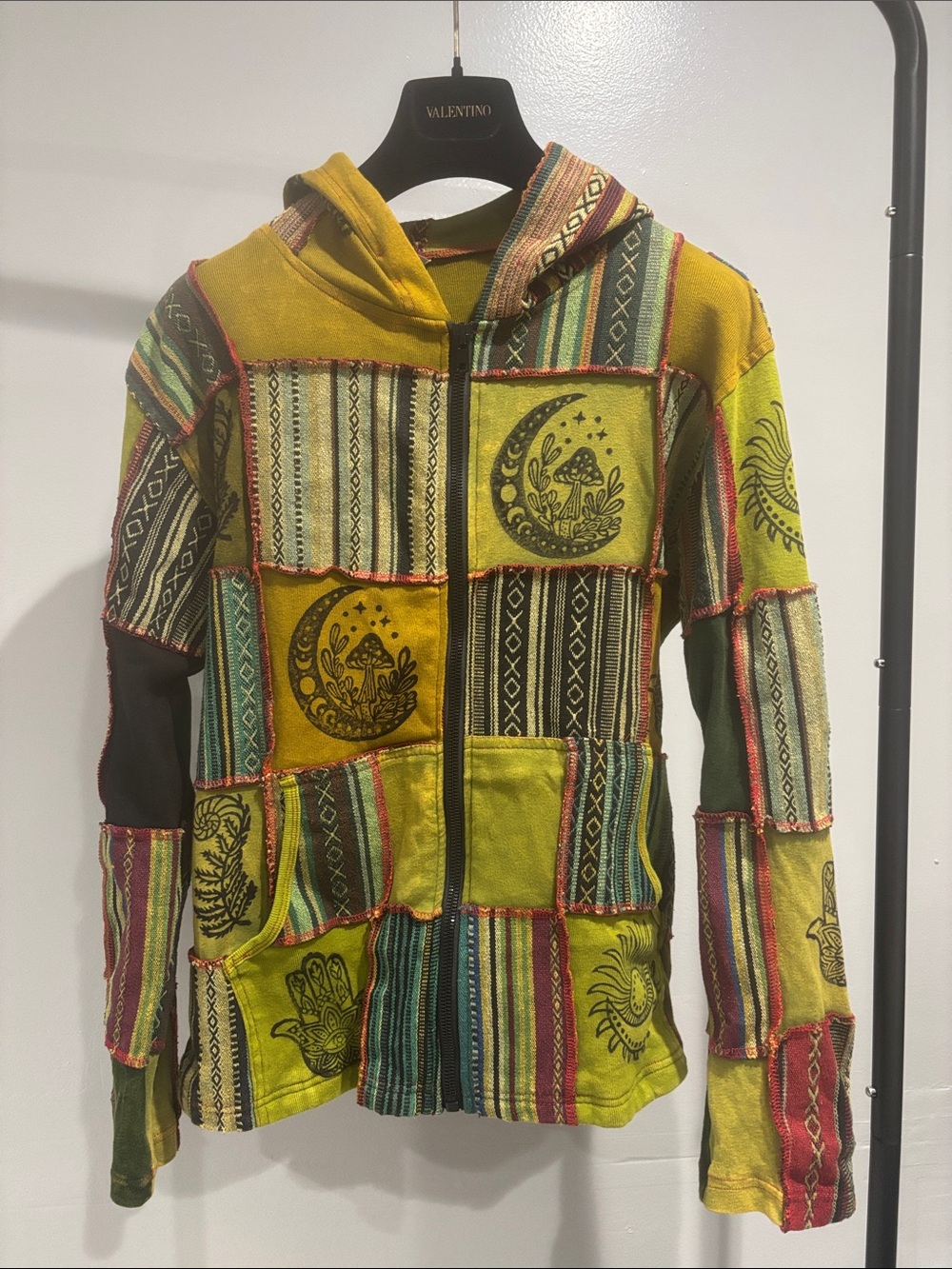 NEPAL made Patchwork Hooded Jacket with Boho Prints